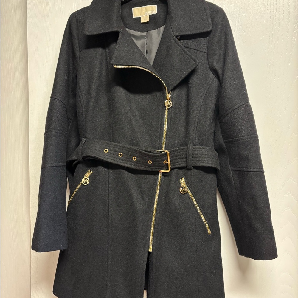 Michael Kors Black Trench Coat with‎ Gold Accents - Picture 4 of 16